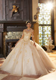 Floral Lace Quinceañera Dress with Three-Dimensional Appliqués