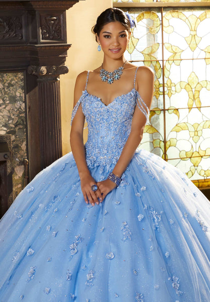 Floral Lace Quinceañera Dress with Three-Dimensional Appliqués