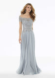 Beaded A-Line Evening Gown in Chiffon with Appliqués
