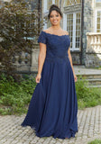 Beaded A-Line Evening Gown in Chiffon with Appliqués