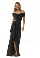 Sheath Crepe Evening Gown with Crystal Beaded Broach