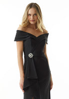 Sheath Crepe Evening Gown with Crystal Beaded Broach
