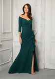 Fit and Flare Ruffled Jersey Evening Gown