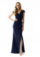 Wrapped Stretch Crepe Evening Gown