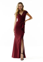 Wrapped Stretch Crepe Evening Gown