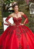 Rhinestone and Crystal Beaded Trim on a Patterned Sequin Tulle Ballgown