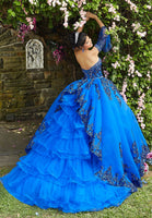 Rhinestone and Crystal Beaded Trim on a Patterned Sequin Tulle Ballgown