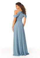 High Neck Chiffon Bridesmaid Dress with Draped Sleeves
