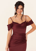 Luxe Satin Fit and Flare Bridesmaids Dress