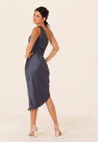 Asymmetric Midi Bridesmaids Dress