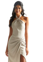 Luxe Satin Twisted Halter Bridesmaid Dress