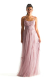 Draped English Net Bridesmaid Dress with Appliqués
