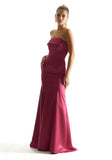 Satin Mermaid Bridesmaid Dress with Cuffed Neckline