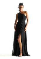 One Shoulder Chiffon Bridesmaid Dress with Cowl Back