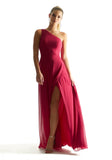 One Shoulder Chiffon Bridesmaid Dress with Cowl Back