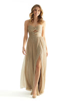Pleated Shimmer Twist Knot Bridesmaid Dress