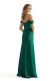 Pleated Off The Shoulder Luxe Satin Bridesmaid Dress