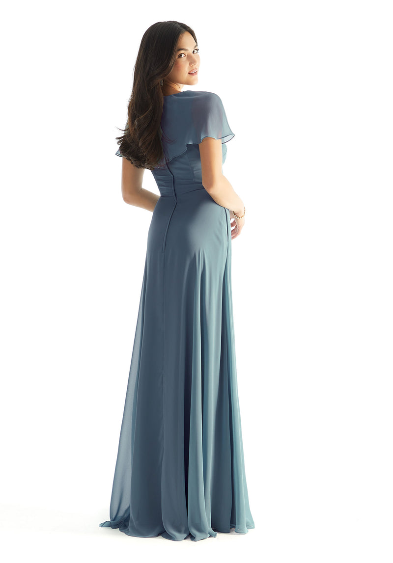 A-line Chiffon Bridesmaid Dress with Capelet Sleeves