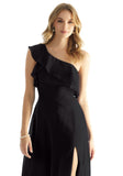 Ruffled One Shoulder Chiffon Bridesmaid Dress