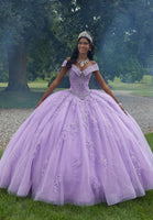 Rhinestone Quinceañera Dresds with Floral Organza Embroidery