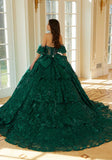 Floral Patterned Sequin Embroidered Tulle Quinceañera Dress with Sheer Bodice