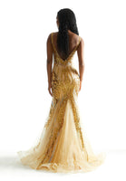Patterned Sequin Mermaid Prom Dress