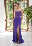 Plunging Glitter Jersey Mermaid Prom Dress