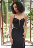 Plunging Glitter Jersey Mermaid Prom Dress
