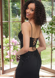 Plunging Glitter Jersey Mermaid Prom Dress