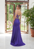 Plunging Glitter Jersey Mermaid Prom Dress