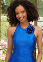 Beaded Jersey Halter Neck Prom Dress