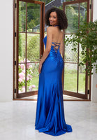 Beaded Jersey Halter Neck Prom Dress