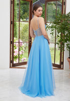 Crystal Trimmed Corset A-line Prom Dress