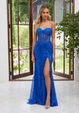 Allover Sequin Prom Dress with Draped Skirt