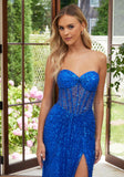 Allover Sequin Prom Dress with Draped Skirt