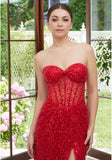 Allover Sequin Prom Dress with Draped Skirt