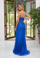 Allover Sequin Prom Dress with Draped Skirt