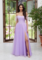 Off The Shoulder Tulle Prom Dress with Embellished Boning