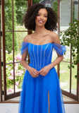 Off The Shoulder Tulle Prom Dress with Embellished Boning