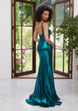 One Shoulder Lace Foiled Jersey Prom Dress