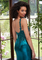 One Shoulder Lace Foiled Jersey Prom Dress
