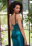One Shoulder Lace Foiled Jersey Prom Dress