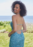 Allover Floral Sequin Halter Neck Prom Dress