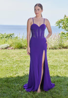 Jersey Fit and Flare Prom Dress with Lace Bodice
