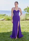 Jersey Fit and Flare Prom Dress with Lace Bodice