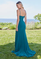 Jersey Fit and Flare Prom Dress with Lace Bodice