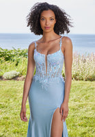 Sequin Lace and Glitter Jersey Prom Dress