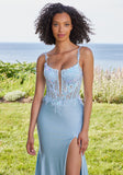Sequin Lace and Glitter Jersey Prom Dress