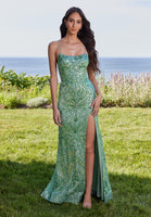 Sequin Sheath Prom Dress with Open Strappy Back