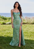 Sequin Sheath Prom Dress with Open Strappy Back